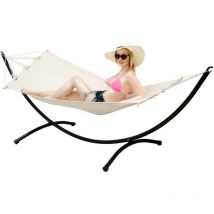 Hamaca de Jardín con Soporte 300x100cm Tumbona con Estructura Metálica - beige