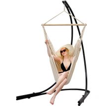 Amanka - Support Hamac avec Chaise Suspendue xxl Fauteuil de Balancoire 360° Beige