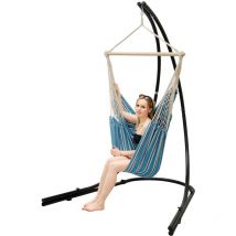 Amanka - Support Hamac avec Chaise Suspendue xxl Fauteuil de Balancoire 360° Bleu Blanc