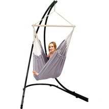 Amanka - Support Hamac avec Chaise Suspendue xxl Fauteuil de Balancoire 360° Gris