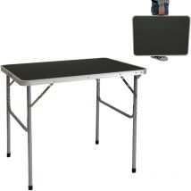 Table de camping pique-nique foire aux puces 80x60x70cm en acier 3Kg pliant format mallette Gris Foncé - Amanka