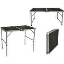 Table de Camping Portable 3kg Pliante en mallette pour pique-nique plage jardin 90x60cm réglable en hauteur en aluminium Gris Foncé - Amanka