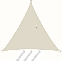 Voile d'ombrage 3x3x3m en polyester hydrofuge protection du soleil UPF50+ toile triangulaire xl ombre jardin Beige - Amanka