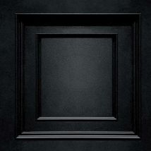 Belgravia Decor - Amara Wood Panel Effect Wallpaper Belgravia Textured Vinyl Black Metallic