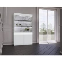 Amaury - vitrine - blanc - fond effet marbre - 115x185 cm - blanc