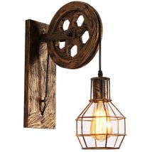 Hanbing - Applique Murale Industrielle Poulie Vintage Lampe de Mur Luminaire Intérieur pour Chambre Salon Restaurant,Laiton