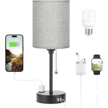 Hanbing - Lampes de table 3 températures de couleur - 2700K 3500K 5000K Lampes de chevet avec ports usb c et a, lampes à chaînette pour chambres à