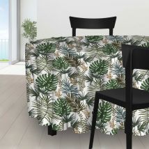 Nappe ronde anti-tâches diamètre 180 cm amazonie blanc, par Soleil d'Ocre