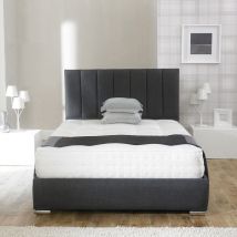 Amberlyn Fabric Upholstered Bed Frame / 4FT6 / Luxury Orthopaedic Reflex Foam Mattress / Wooden Slats