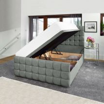 Divan Beds Uk - Amberlyn Luxury Ottoman Divan Bed with Floor Standing Headboard / End Lift / 4FT6 / 3000 Pocket Spring Quilted Mattress