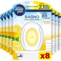 Ambi Pur Bagno Profumatore Per Ambienti, 8 Profumatori Bagno, Fragranza Freschezza Di Agrumi, Diffusore Ambiente Con Tecnologia Elimina Odori, Durata 
