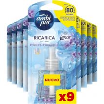 Ambipur - Ambi Pur Profumatore per Ambienti, 9 Ricariche per Diffusore Ambiente, Fragranza Risveglio Primaverile, Deodorante Ambienti Elimina Odori,
