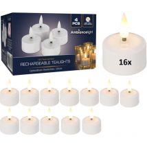 Ambiance - Theelichtjes led Box 16 stuks Oplaadbaar - Ø4cm Uitbreidingsset zonder oplader - x