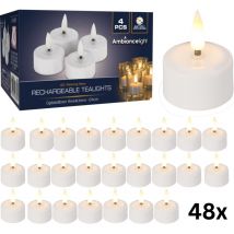 Ambiance - Theelichtjes led Box 48 stuks Oplaadbaar - Ø4cm Uitbreidingsset zonder oplader - x