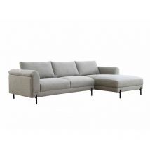 AMBRE - Canapé d'angle en tissu gris clair - Angle droit