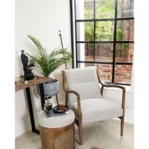 Ambre - Fauteuil en bois massif chêne et en lin