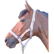 Ambrotii Halfter Nylonhalfter Pferdehalfter verstellbar mit Schnallen Pferd Pony - beige, Pony (90-147cm)