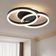 Amdelne Led Deckenleuchte 36w 3600lm,moderne Doppelring Acryl 50cm,schwarz,3000-6500k,fernbedienung,für Schlafzimmer Wohnzimmer [klasse F]