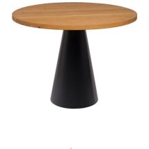 Table Jar – 120 cm – Chêne massif – Métal noir – Mobilier d'intérieur – Forme ronde – Style moderne