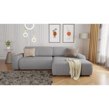 S-style Möbel - Amela - Ecksofa mit Schlaffunktion und Bettkasten in Hellgrau Cord-Stoff schöner Sitzkomfort