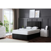 Amelia Black Upholstered Panel Divan Bed With Two Drawers Small Single