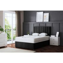 Ds Living - Amelia Black Upholstered Panel Divan Bed With Four Drawers King