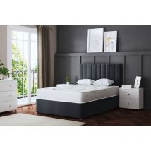 Ds Living - Amelia Steel Upholstered Panel Divan Bed With Two Drawers Double