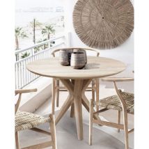 Uniqka - Amelia - Table repas ronde en teck massif D110 cm 4/6 pers.