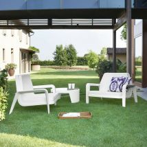 America Rosso fiamma - Grigio antracite originale Slide di design per giardino esterno interno colorata moderna polietilene made in Italy sedia