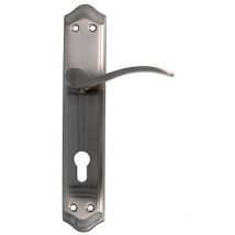 Maniglie per Porta con Placca Mod. beta Acciaio Cromato Opaco Facile da Utilizzare 256 x 48 mm Quadro 8 mm, Cromato Opaco, Bocchetta 85 mm, Ottone