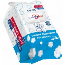 110 Salviette al Talco Maxi Formato per il Manto di Cani, Gatti e Animali Domestici, Disinfettanti e Igienizzanti, 30x20 cm - 1 Confezione da 110