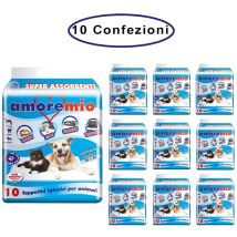 Amore Mio Tappetini Igienici Per Cani Cm 60x60 Basic Con Polimeri 10 Confezioni Da 10 Tappetini