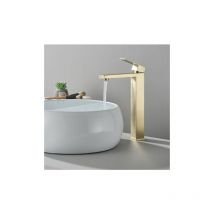 Robinet Mitigeur Monocommande Haut Brossé Or en Pour Lavabo Salle de Bain