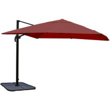Ampelschirm HHG-671, Gastronomie Sonnenschirm, 3x3m (Ø4,24m) Polyester/Alu 23kg bordeaux mit Ständer, drehbar