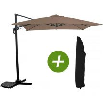 Habitat Et Jardin - Ampelschirm 'Soleil' - Viereckig - 2,5 x 2,5 m - Taupe + Schutzhülle
