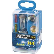 Coffret de secours H4 – 4 ampoules H4 12V 55W, 12V 21W, 12V 21,5W, Navette 12V 5W – Fusibles 10A, 20A, 30A – IMDICAR