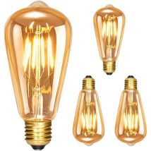 Ampoule Edison Vintage led E27 ST64 6W, blanc chaud, lot de 3