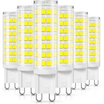 Ampoule led à intensité variable - Blanc froid 5000 k - 5W remplace une ampoule halogène 50W - Lampe G9 220V - Lot de 6
