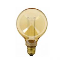 Ampoule led déco Hologramme Globe (G95) au verre ambré, culot E27, 4W cons., 200 lumens, lumière blanc chaud - RFDHE200B95S - Xanlite