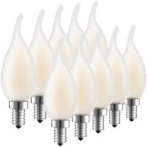 Rhafayre - Ampoule led E14 à Filament, Lot de 10 Ampoules Flamme, 4 Watts Consommés Equivalence Incandescence 40W, 2700K Blanc Chaud et 400LM, Angle