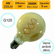 Ampoule LED filament E27 vintage G125 4W 250Lm 2000K - garantie 2 ans