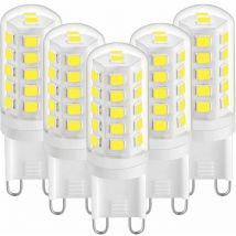 Soleil - Ampoule led G9 3W Blanc Froid 6000K, Ampoule 420LM, Equivalent à une Ampoule Halogène 28W 40W, ac 220-240V, Lot de 5 [Classe énergétique e]