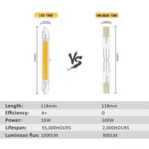 Ampoule led R7S 118mm 10W BlaChaud 3000K, 1000LM, Équivalent Lampe Halogène R7S J118 80W 100W, Non-dimmable, Ampoule R7S 118mm Slim cob led pour