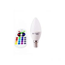 Smart VT-2214 ampoule led 3.5W E14 forme bougie rgb+w blanc chaud 3000K avec télécommande rf - sku 2769 - V-tac