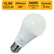 Ampoule E27 led B60 6400K 15W 1521 lumens 270° blanc froid