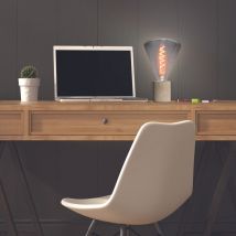 Ampoule pyramide led spirale teinté gris 19 cm