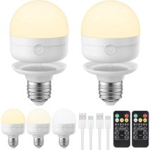 Ampoule rechargeable USB avec télécommande, minuterie et 3 températures de couleur, ampoules à piles à intensité variable 5 W E27, ampoule LED de