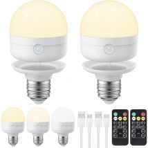 Jalleria - Ampoule rechargeable usb avec télécommande, minuterie et 3 températures de couleur, ampoules à piles à intensité variable 5 w E27, ampoule