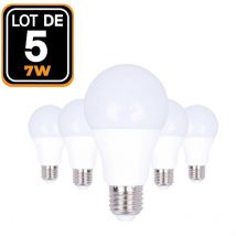 5 Ampoules LED E27 7W 4500K Blanc Neutre Haute Luminosité