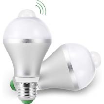 Ampoules led E27 pir Détecteur de Mouvement, 15W Capteur Intelligent de Lumière 5700K Auto on/Off pour Escaliers Garage Couloir Lot de 2